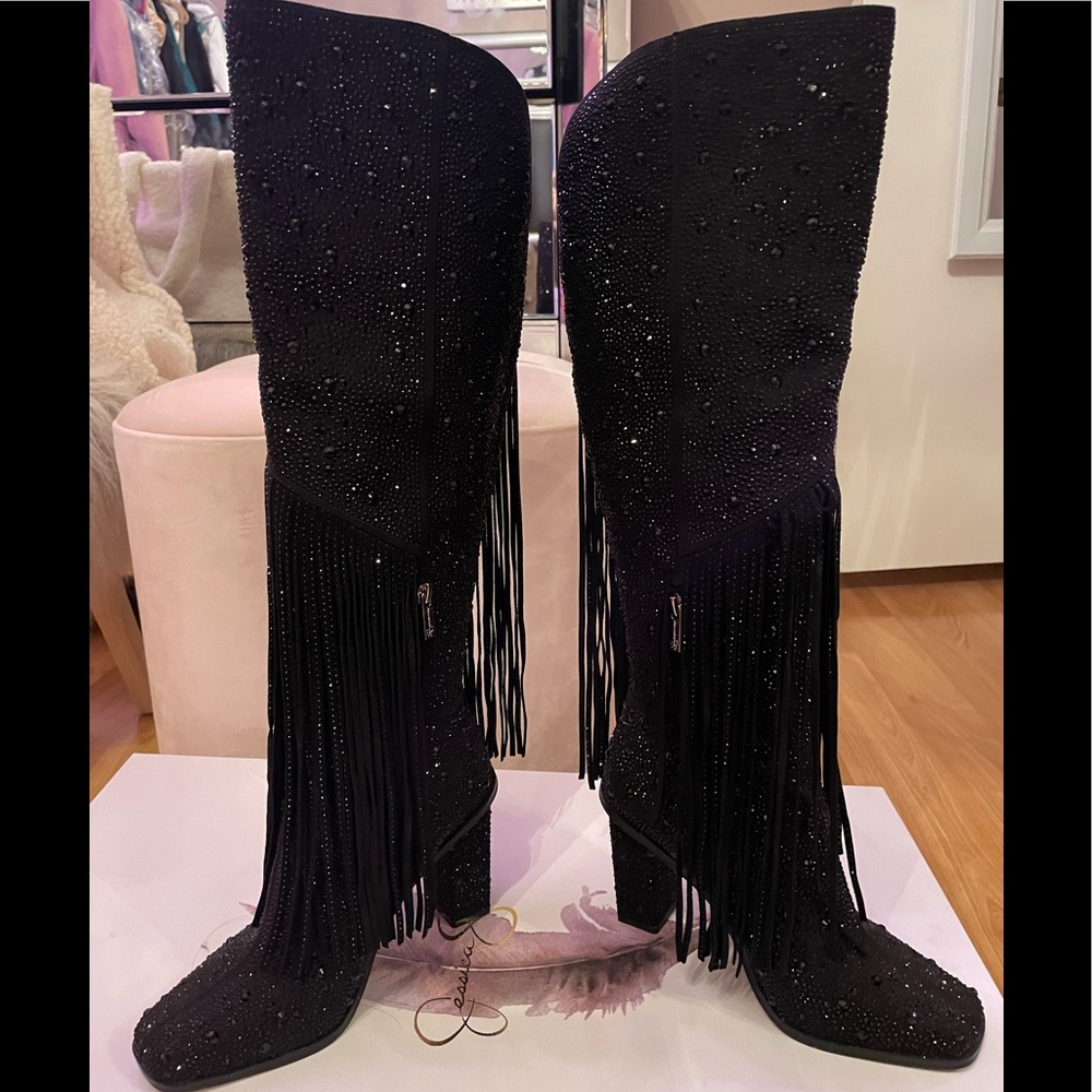 Jessica Simpson Rhinestone Asire2 Boots Size 9